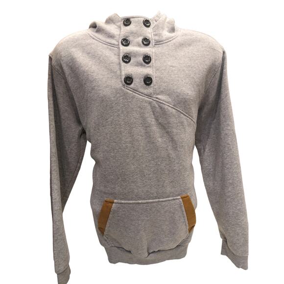 SPOP Hoodie Sweatshirt Womens XXL Pullover Buttons Gray Brown Athleisure Urban - Picture 14 of 16